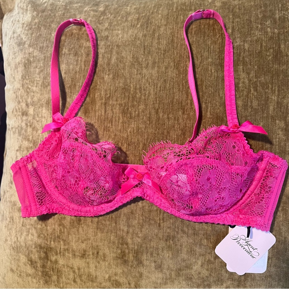 NWT Agent Provocateur Hot Pink Underwired Bra Size 34B Pink